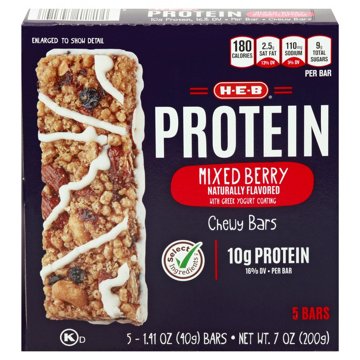 H-E-B 10g Protein Chewy Bars - Mixed Berry, 5 ct