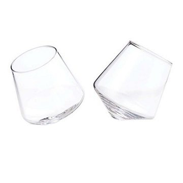 Viski Rolling Glasses Crystal Tumblers, 2 Pk, 12 oz