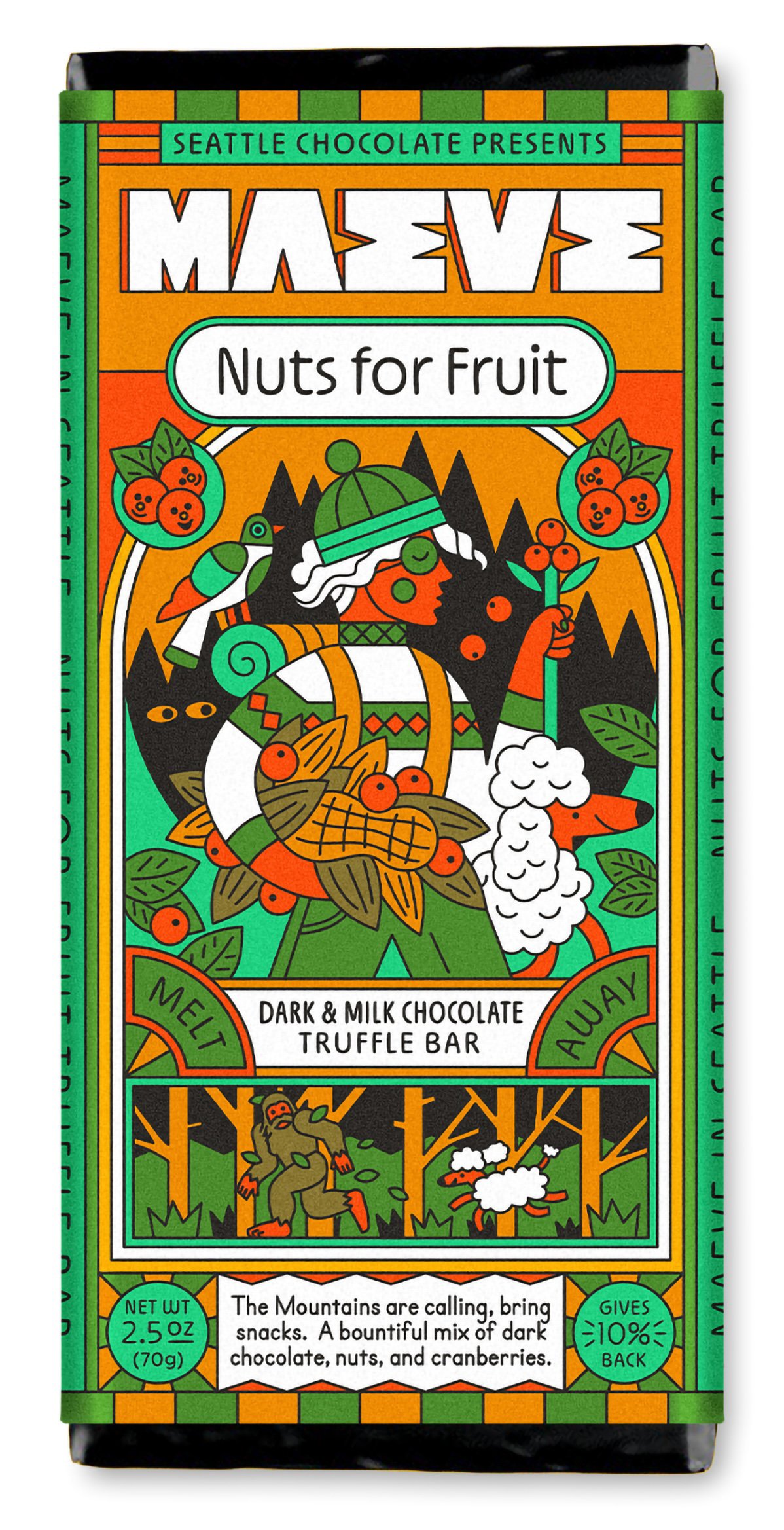 Maeve Nuts for Fruit Dark & Milk Chocolate Truffle Bar, 2.5 oz