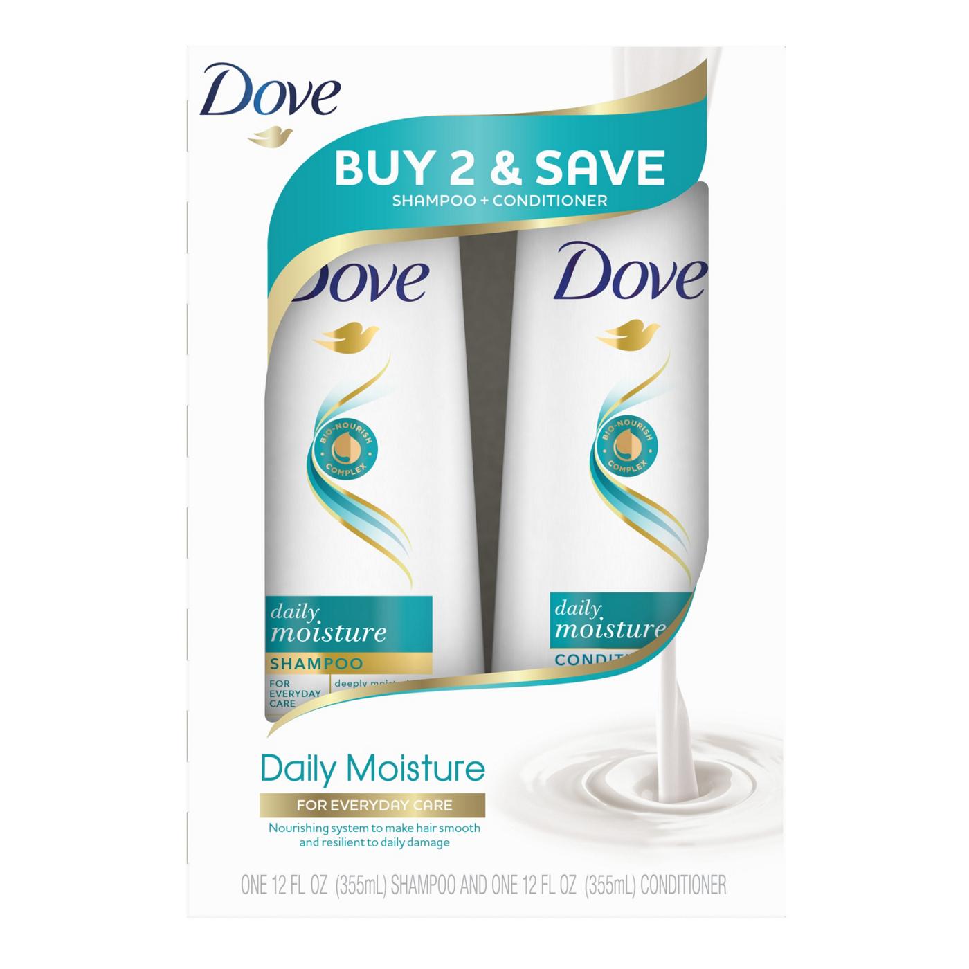 Dove Shampoo & Conditioner Daily Moisture, 2 Pk; image 1 of 9