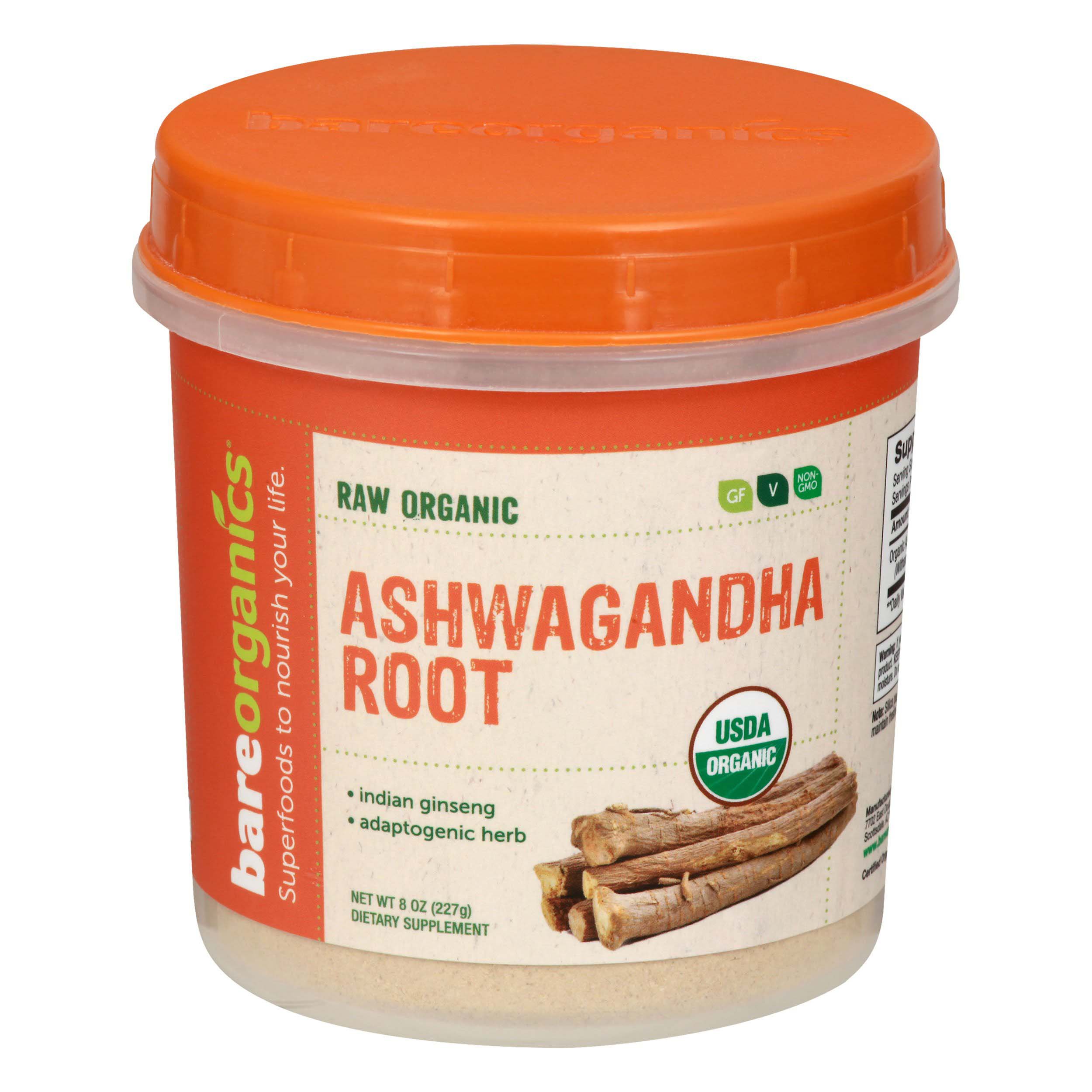 Bare Organics Raw Organic Ashwagandha Root, 8 oz