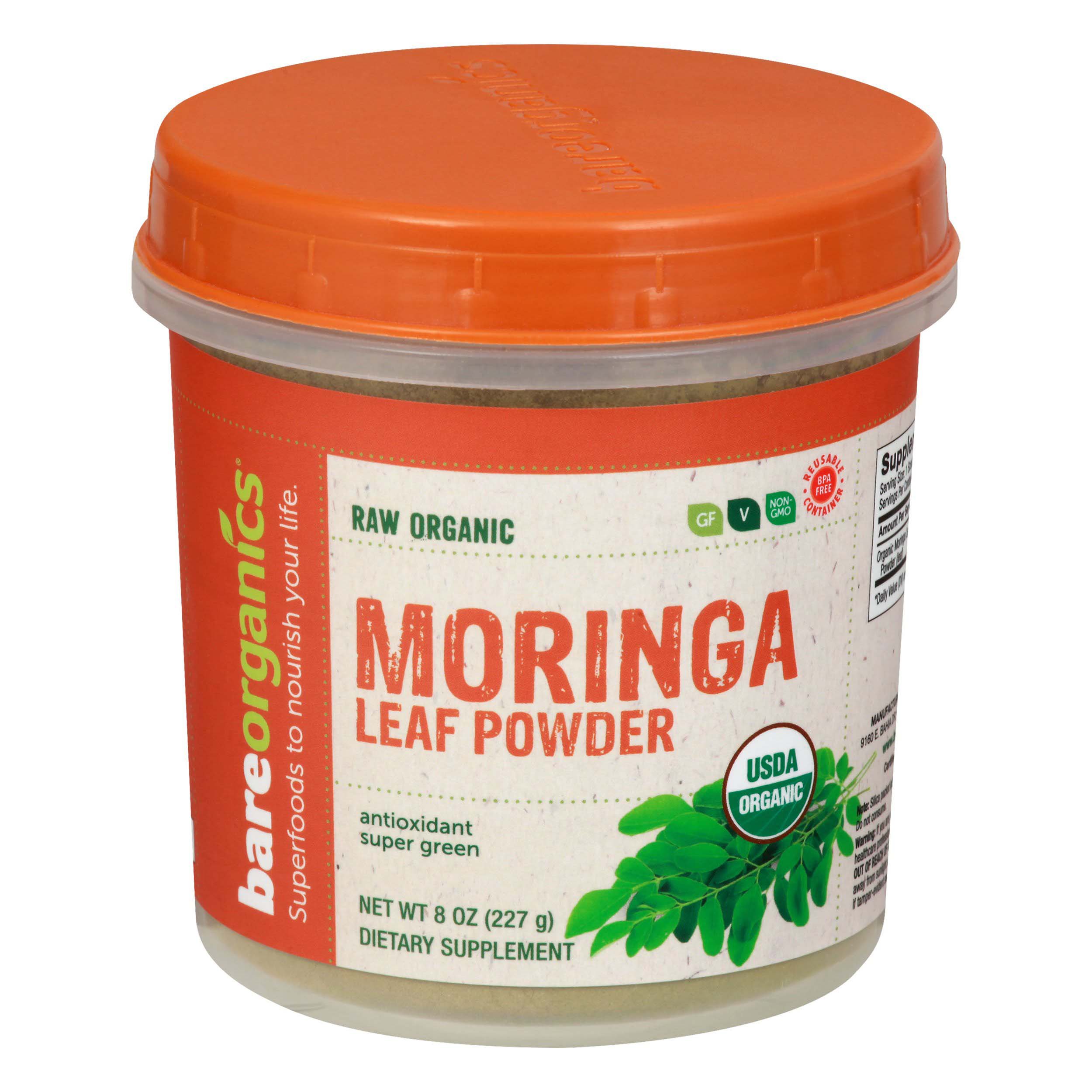 Bare Organics Raw Organic Moringa Leaf Powder, 8 oz