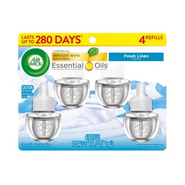 Air Wick Scented Oil Refill, Plug In Air Freshener, Linen, 4 ct