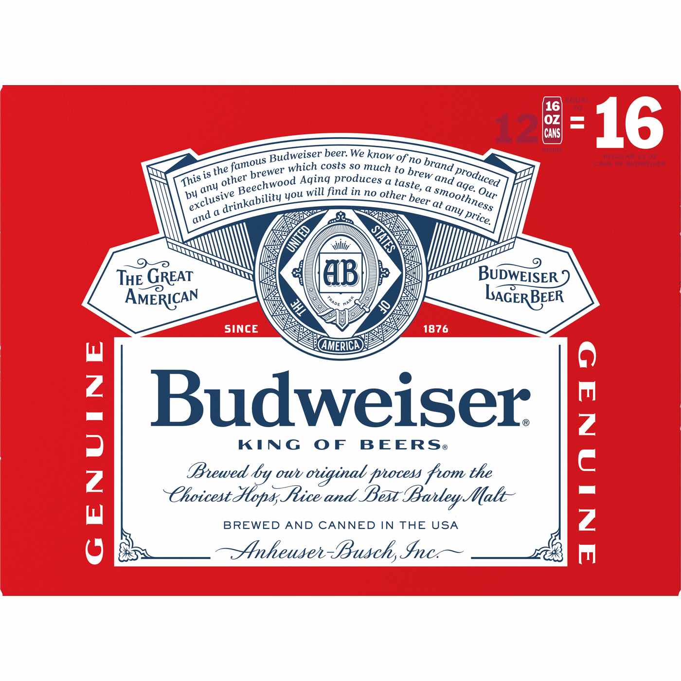Budweiser Beer 16 oz Cans; image 2 of 2