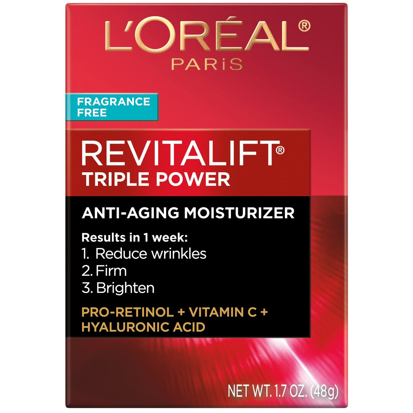 L'Oréal Paris Revitalift Triple Power Face Moisturizer, Fragrance Free; image 1 of 8