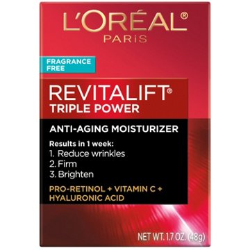 L'Oréal Paris Revitalift Triple Power Face Moisturizer, Fragrance Free, 1.7 oz