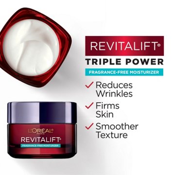 L'Oréal Paris Revitalift Triple Power Face Moisturizer, Fragrance Free, 1.7 oz