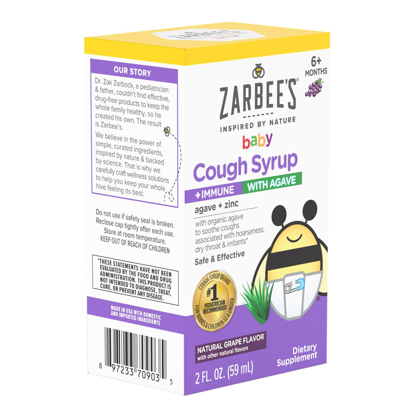 Zarbee's Baby Cough Syrup + Immune with Agave + Zinc - Grape; image 3 of 7