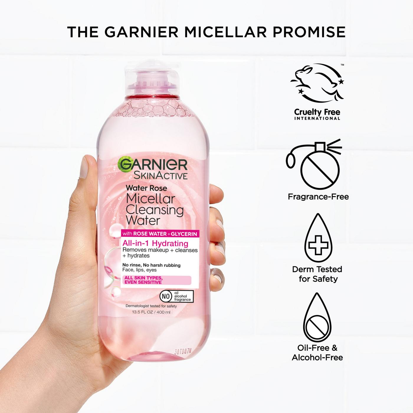 Garnier SkinActive All-in1 Hydrating Micellar Cleansing Rose Water; image 4 of 7
