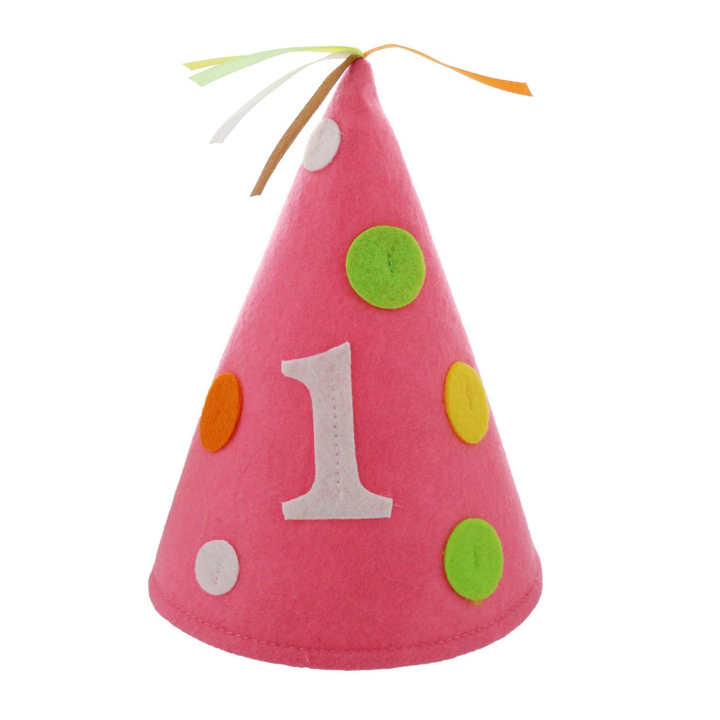 Creative Converting Pink One Felt Party Hat; image 1 of 2