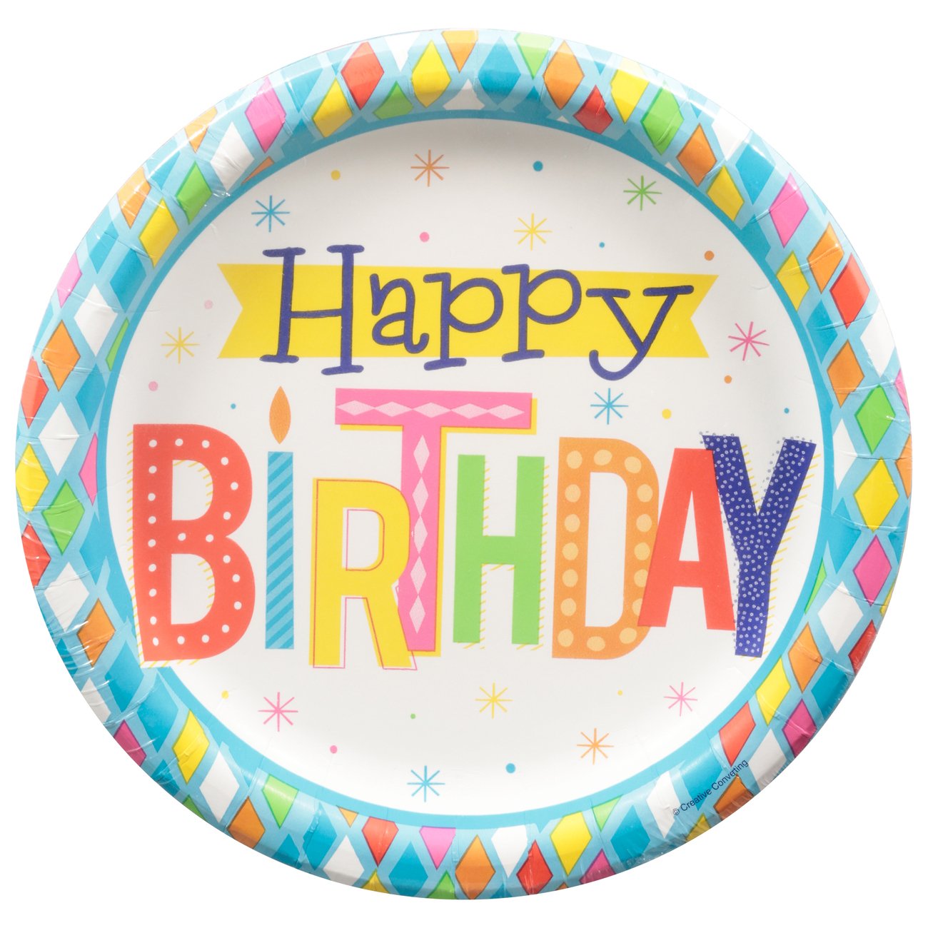 Party Creations Bright Happy Birthday Paper Plates - 12