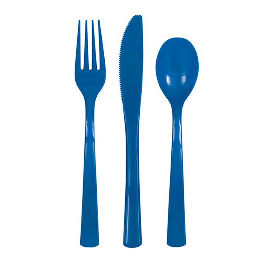 unique Plastic Knives, Forks & Spoons Combo Set Royal Blue Shop