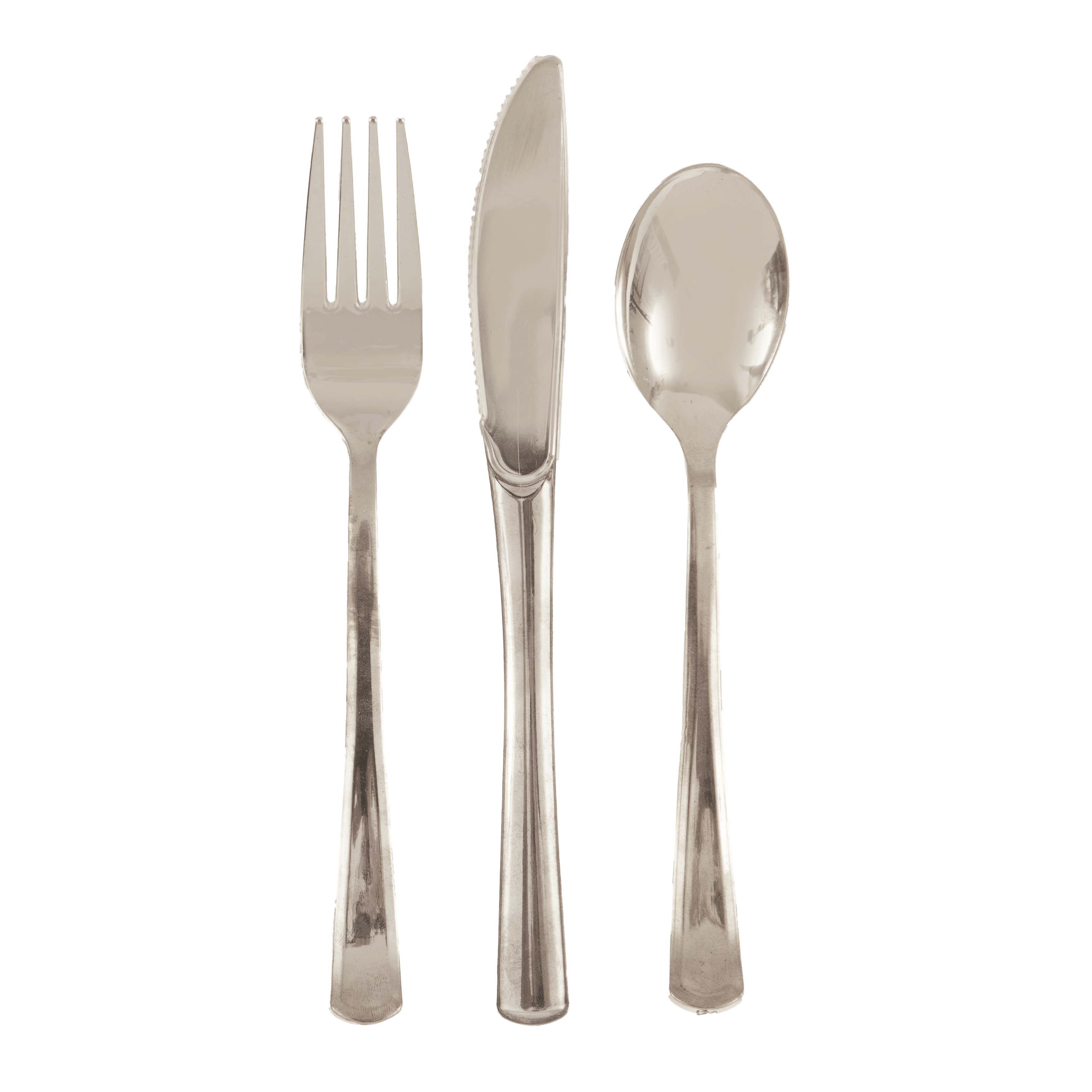 Unique Silver Glitter Plastic Cutlery Set Shop Flatware & Utensils at