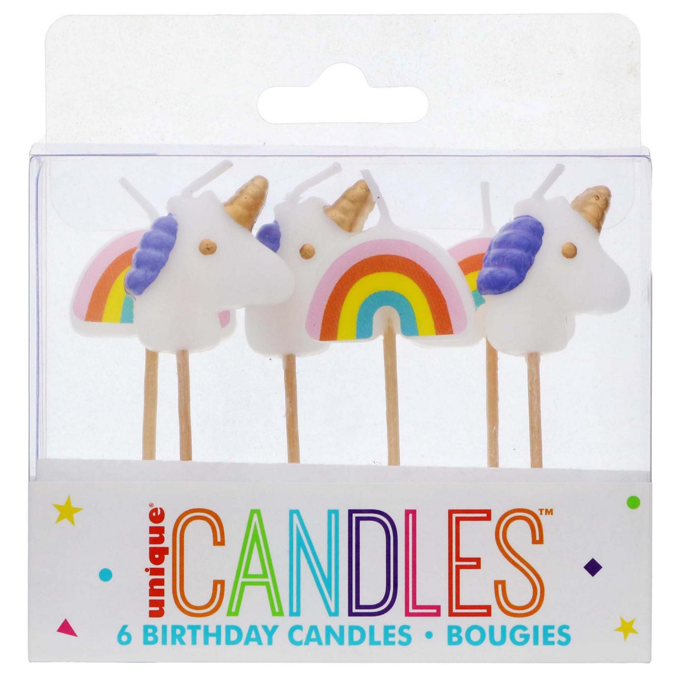 Unique Unicorn & Rainbow Pick Birthday Candles; image 1 of 2