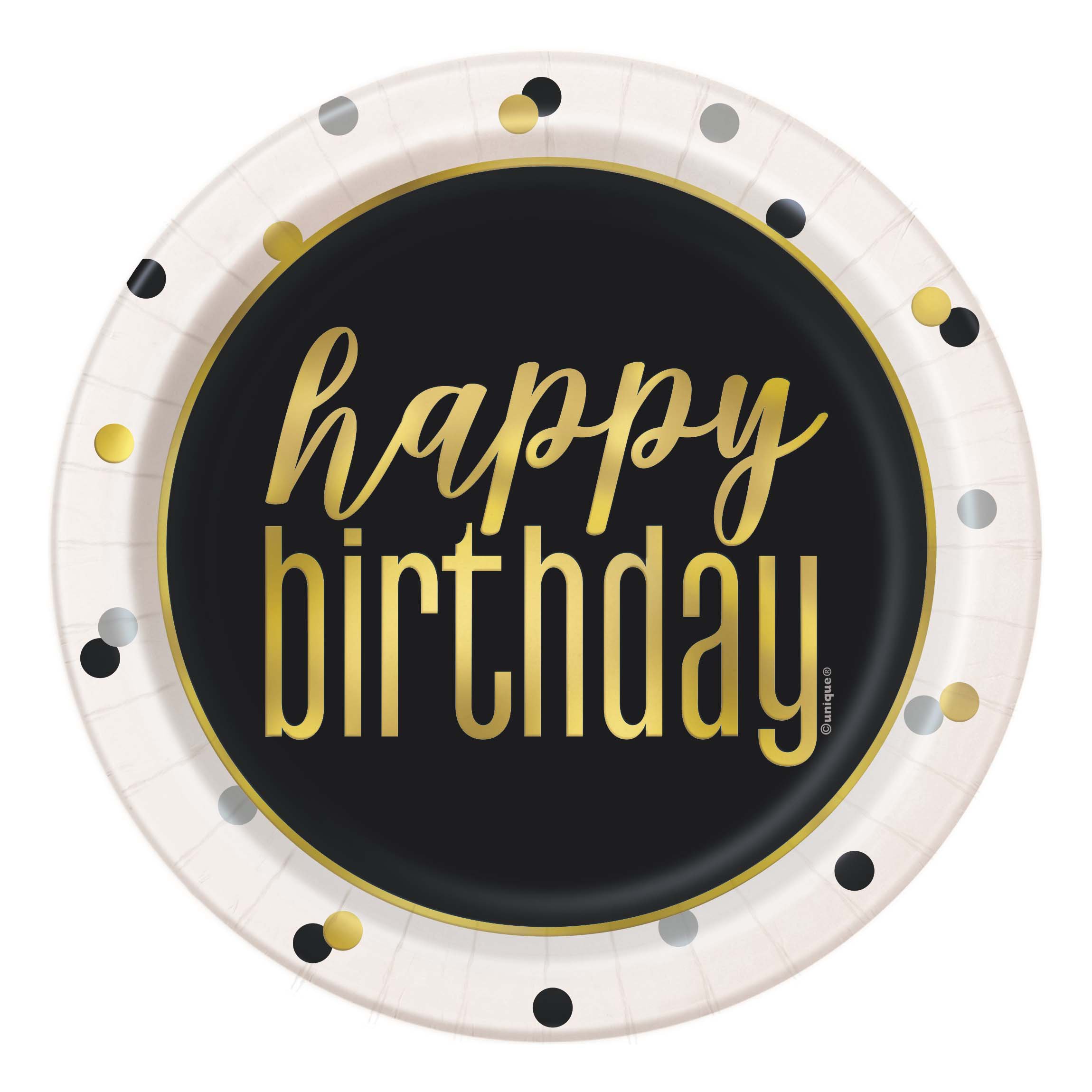 Unique Metallic Foil Happy Birthday Plates, 7 in. Shop Disposable