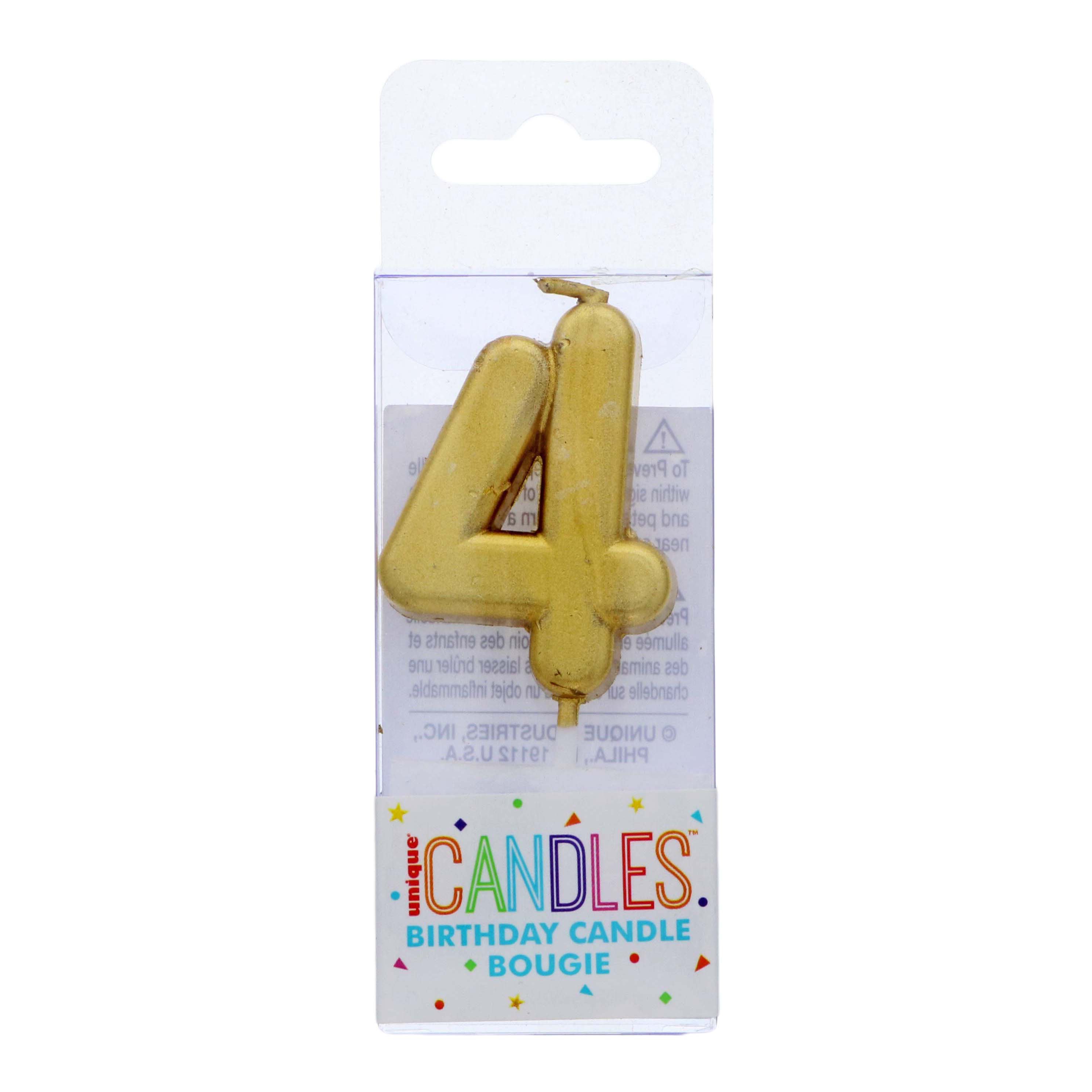 Unique Mini Gold Number 4 Birthday Candle - Shop Party Supplies at H-E-B