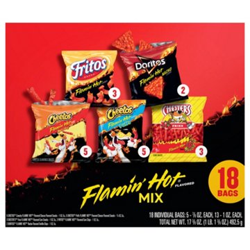 Frito Lay Flamin' Hot Mix Chips Multipack Bags, 18 ct