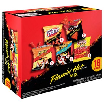 Frito Lay Flamin' Hot Mix Chips Multipack Bags, 18 ct