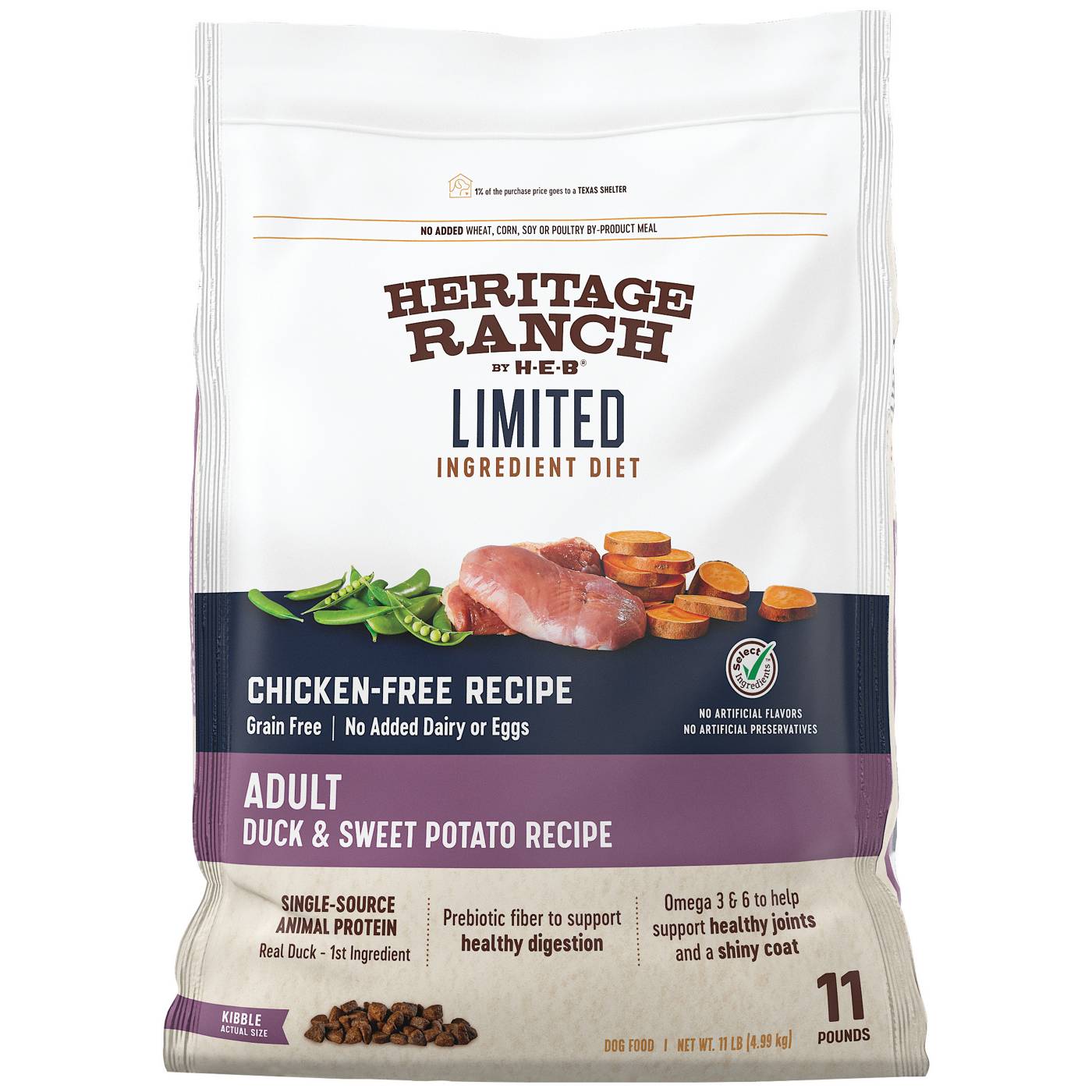 Heritage Ranch by H-E-B Limited Ingredient Diet Grain-Free Adult Dry Dog Food - Duck & Sweet Potato; image 1 of 2
