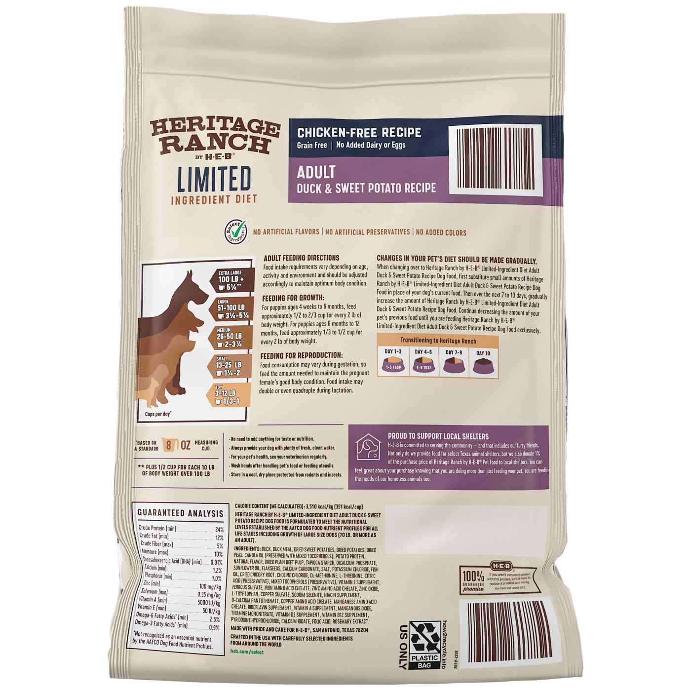 Heritage Ranch by H-E-B Limited Ingredient Diet Grain-Free Adult Dry Dog Food - Duck & Sweet Potato; image 2 of 2
