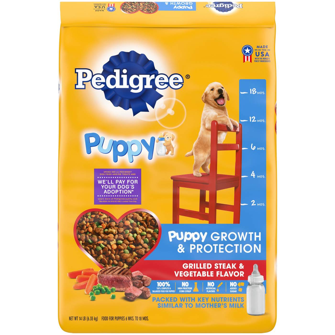 Pedigree Puppy Growth & Protection Grilled Steak & Vegetable Dry Puppy Food; image 1 of 5