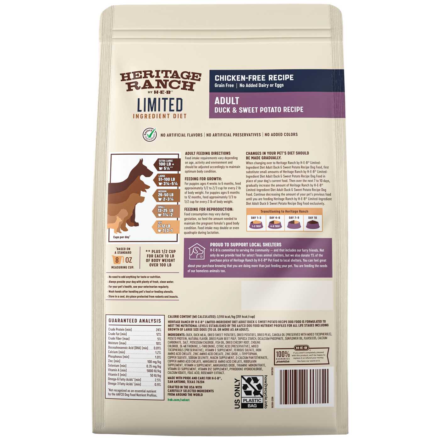 Heritage Ranch by H-E-B Limited Ingredient Diet Grain-Free Adult Dry Dog Food - Duck & Sweet Potato; image 2 of 2