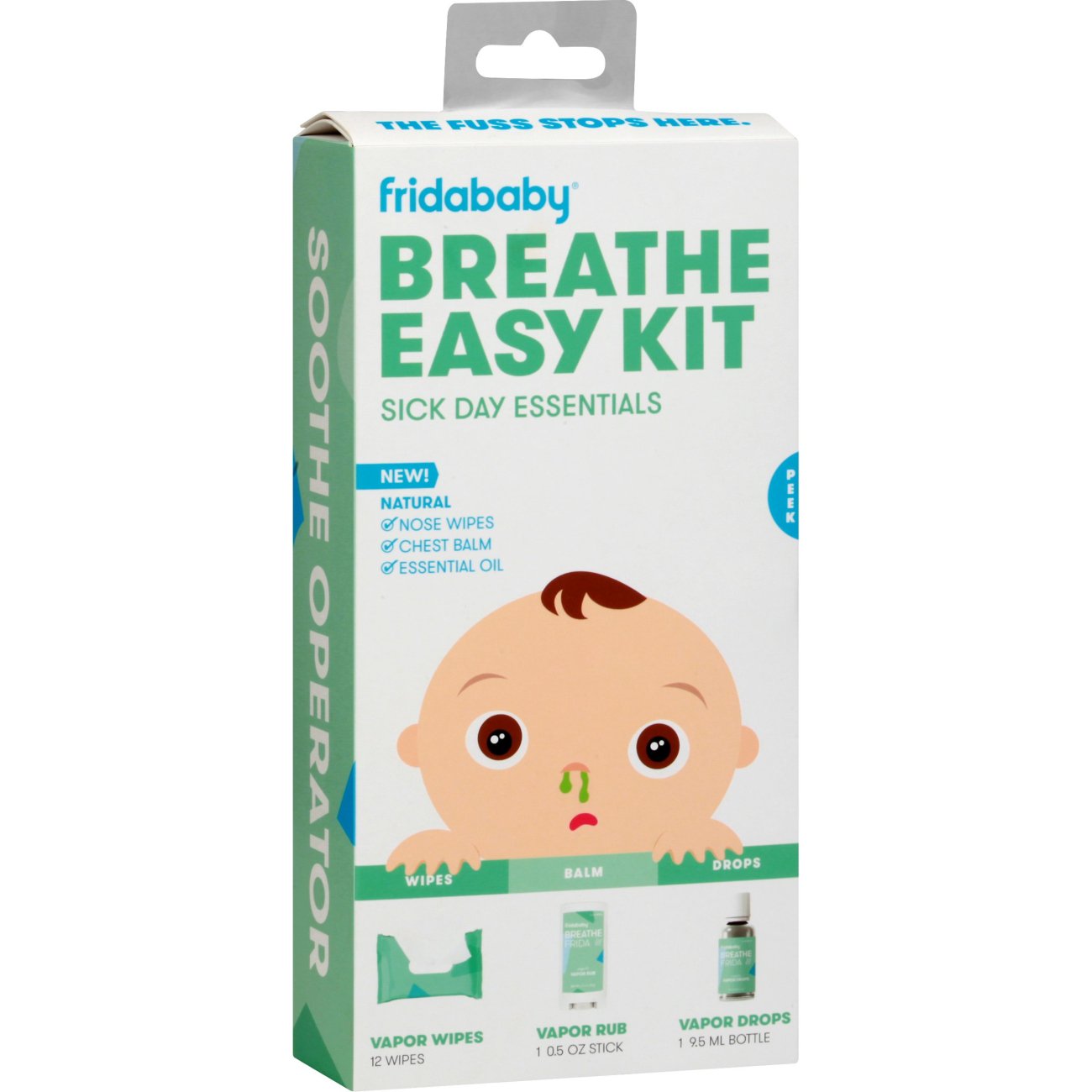 Breathe Easy Kit Sick Day Essentials by FridaBaby - Natural Vapor Wipes,  Organic Vapor Rub + Organic Vapor Drops, White