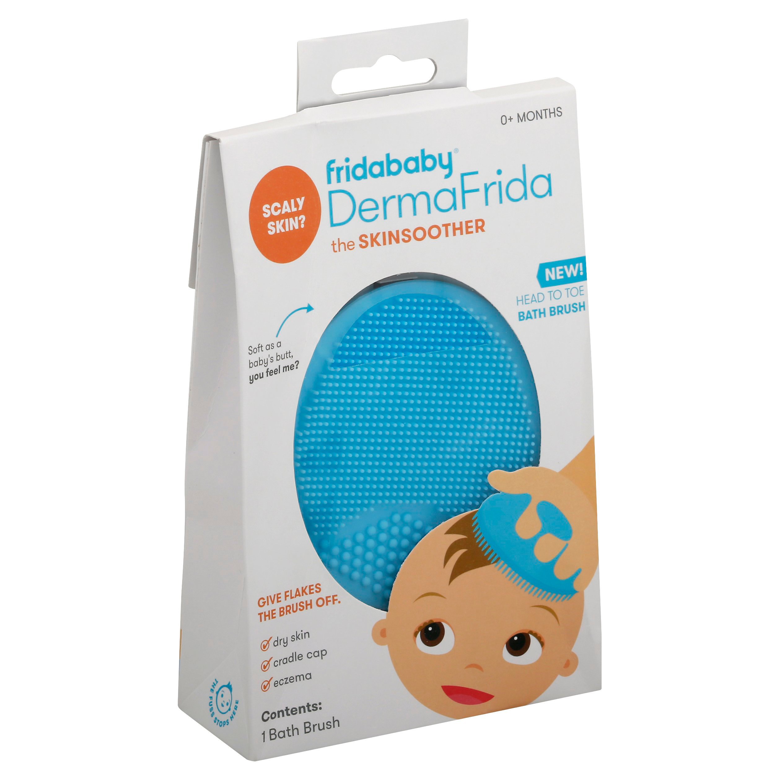 Frida Baby DermaFrida The SkinSoother Baby Bath Silicone Brush| Baby  Essential for Dry Skin, Cradle Cap and Eczema, 2 Count (Pack of 1)