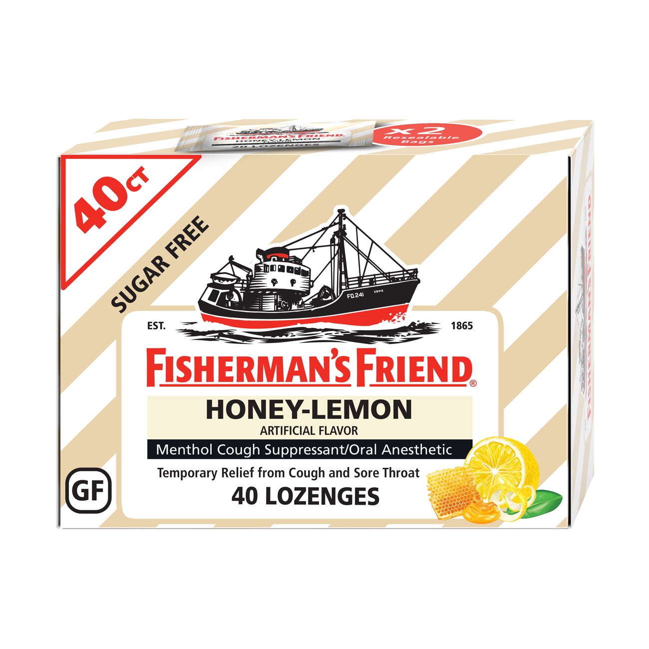 Fisherman's Friend Sugar Free Lozenges - Honey-Lemon, 40 ct