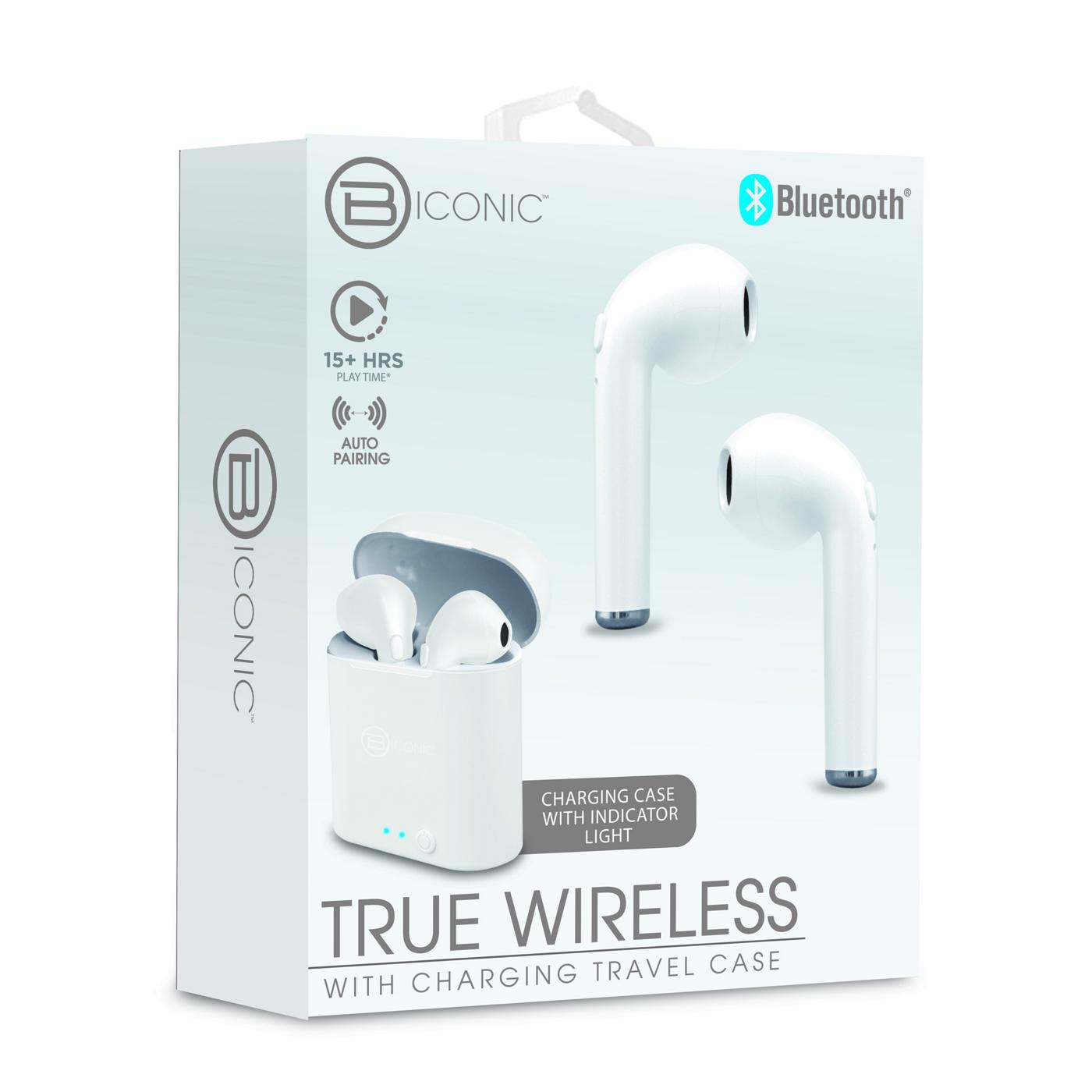 Biconic True Wireless White Earbuds with Charging Case; image 2 of 2