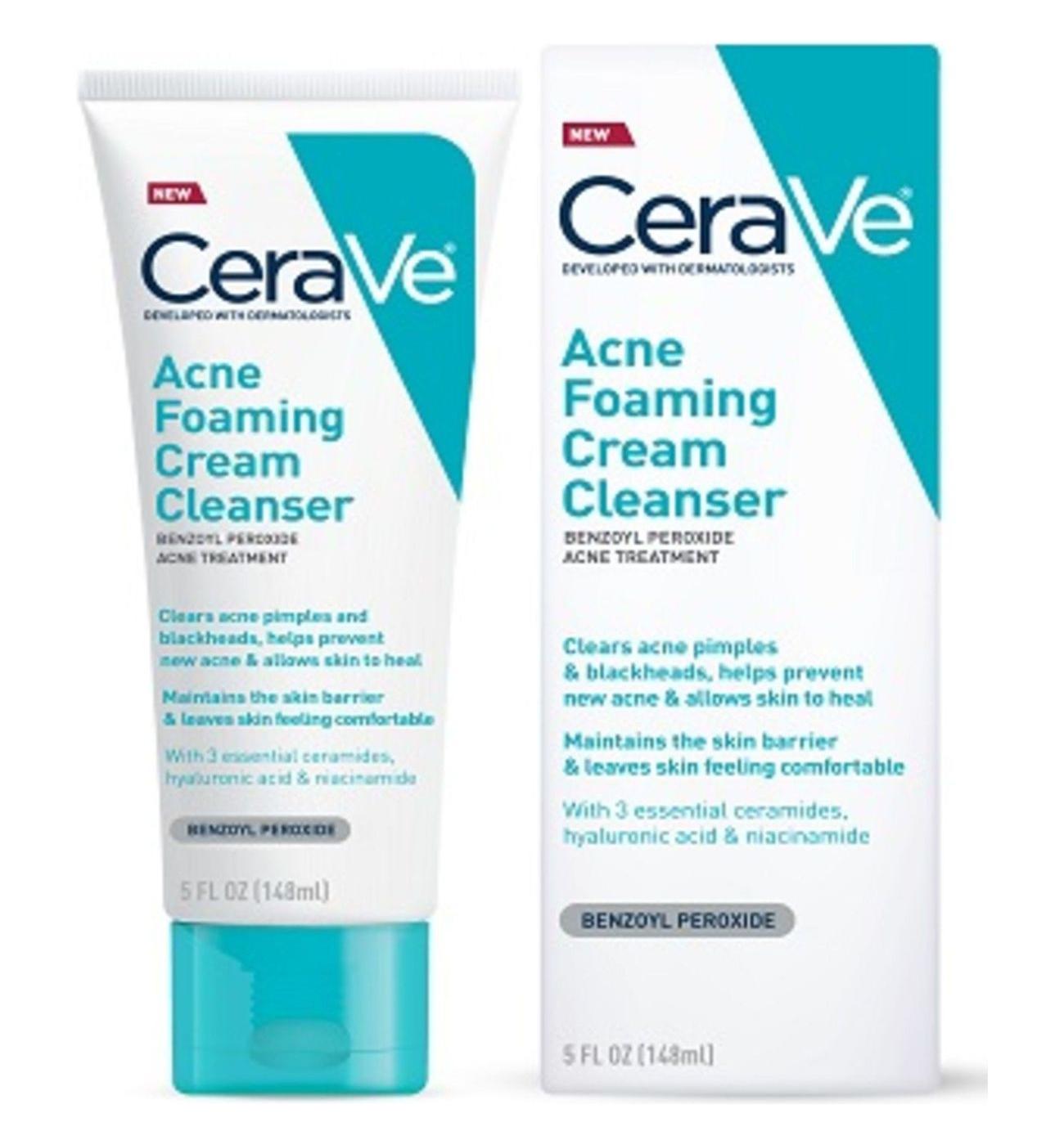 CeraVe Acne Foaming Cream Cleanser; image 1 of 8
