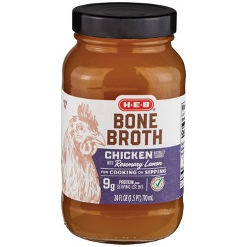 H-E-B Rosemary Lemon Chicken Bone Broth, 24 oz