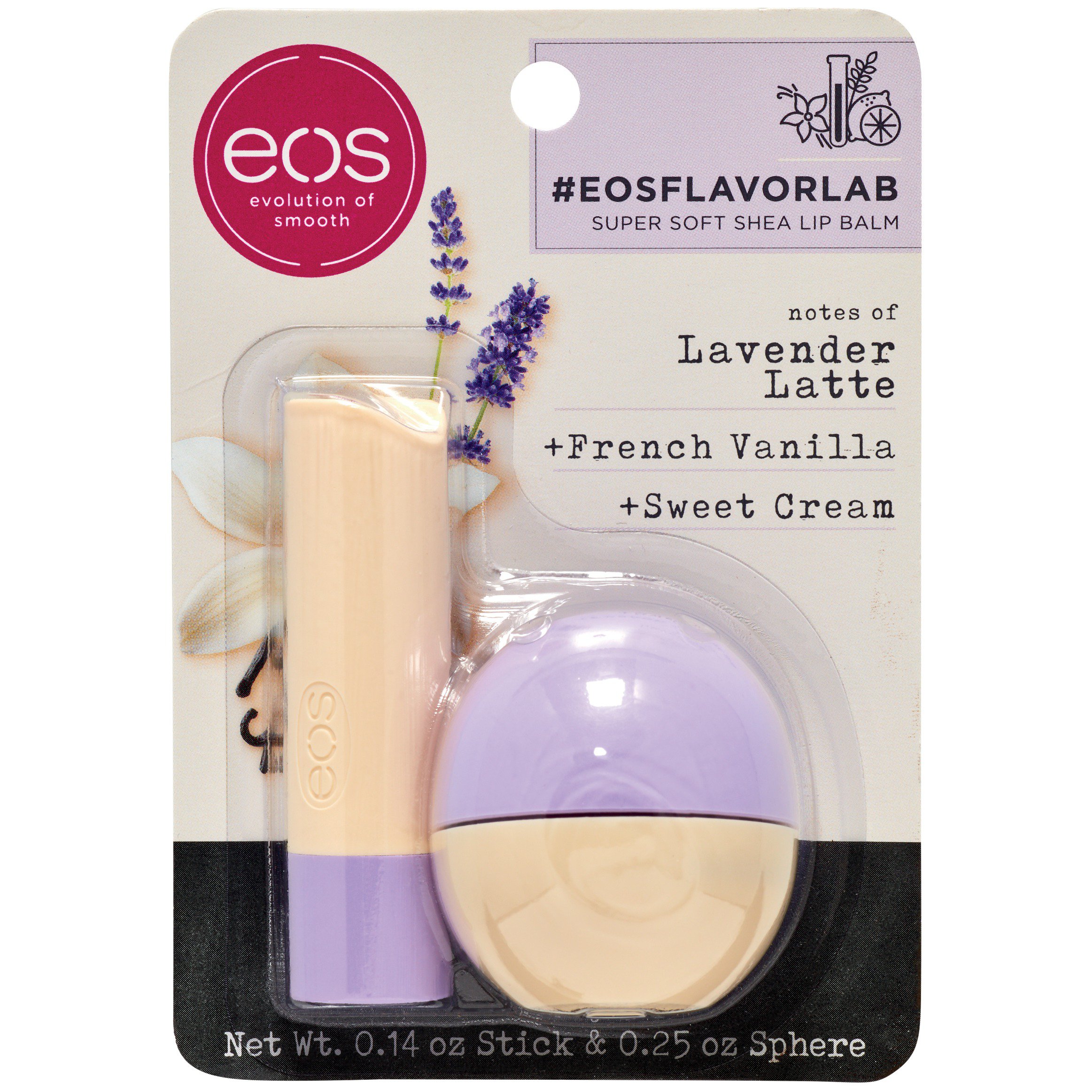 eos Lavender Latte + French Vanilla + Sweet Cream Lip Balm Shop Lip Balm & Treatments at HEB