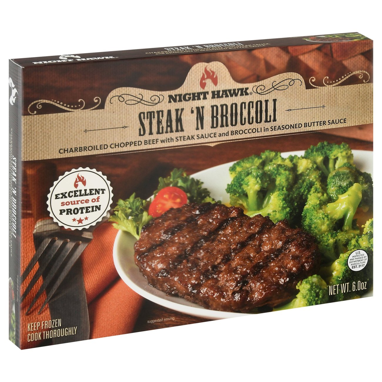 Night Hawk Steak 'N Broccoli Frozen Meal, 6 oz