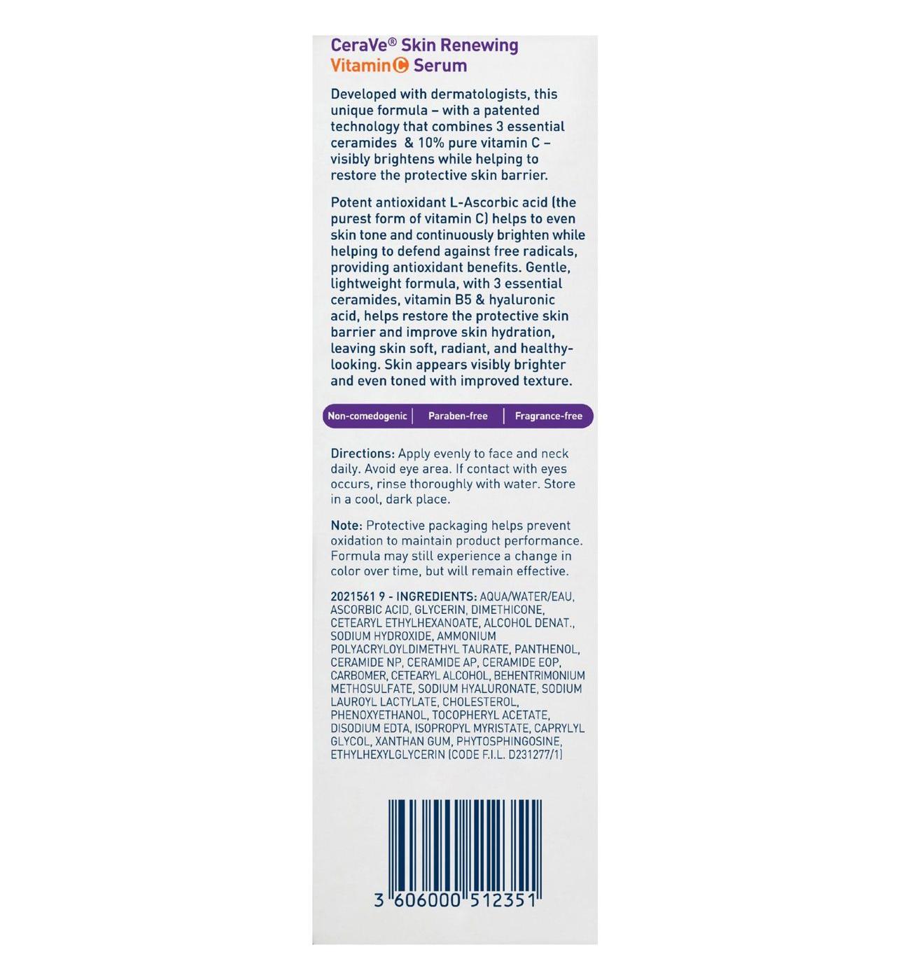 CeraVe Skin Renewing Vitamin C Serum; image 2 of 4