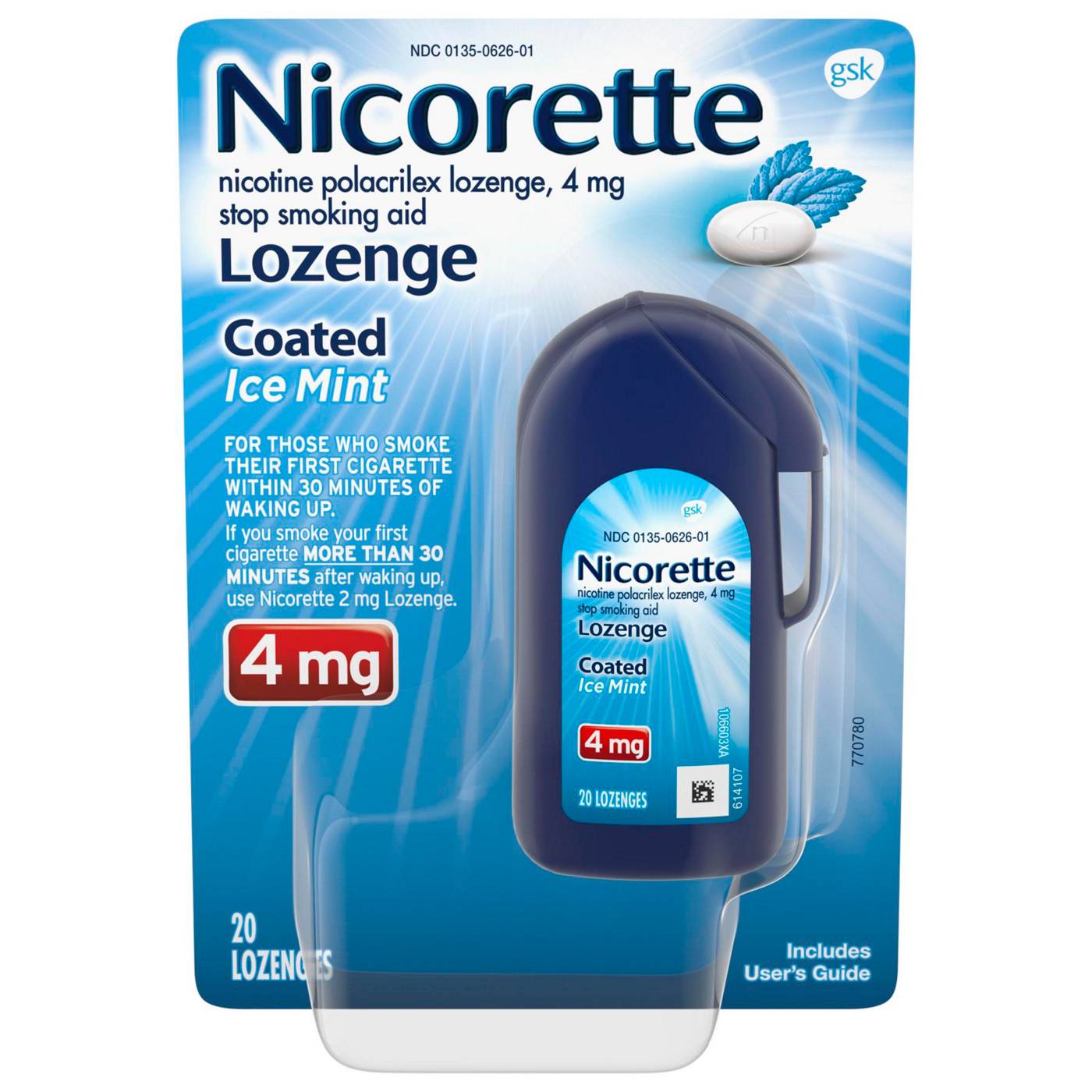 Nicorette Coated Nicotine Lozenges to Help Quit Smoking, 4 mg, Ice Mint Flavored Stop Smoking Aid; image 1 of 2