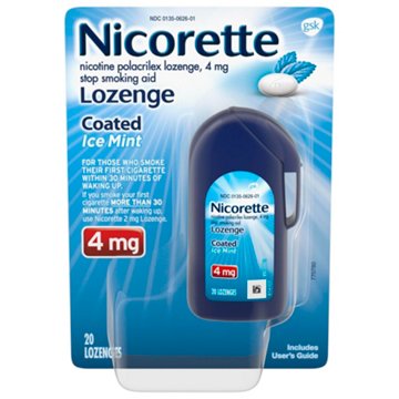 Nicorette Coated Nicotine Lozenges to Help Quit Smoking, 4 mg, Ice Mint Flavored Stop Smoking Aid, 20 ct
