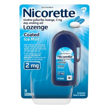 Nicorette Coated Nicotine Lozenges to Help Quit Smoking, 2 mg, Ice Mint Flavored Stop Smoking Aid, 20 ct