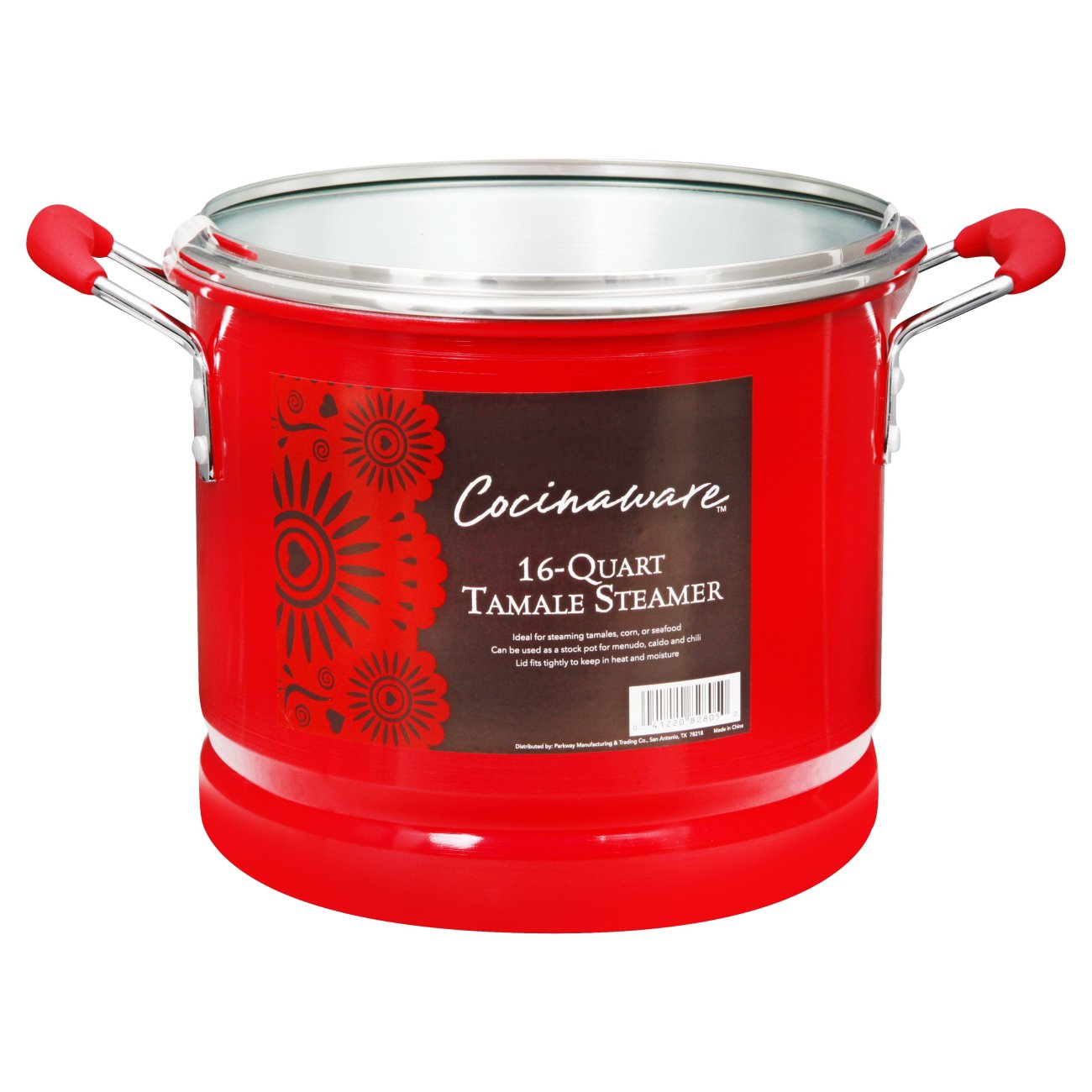Cocinaware Red Tamale Steamer with Glass Lid - Shop Stock pots