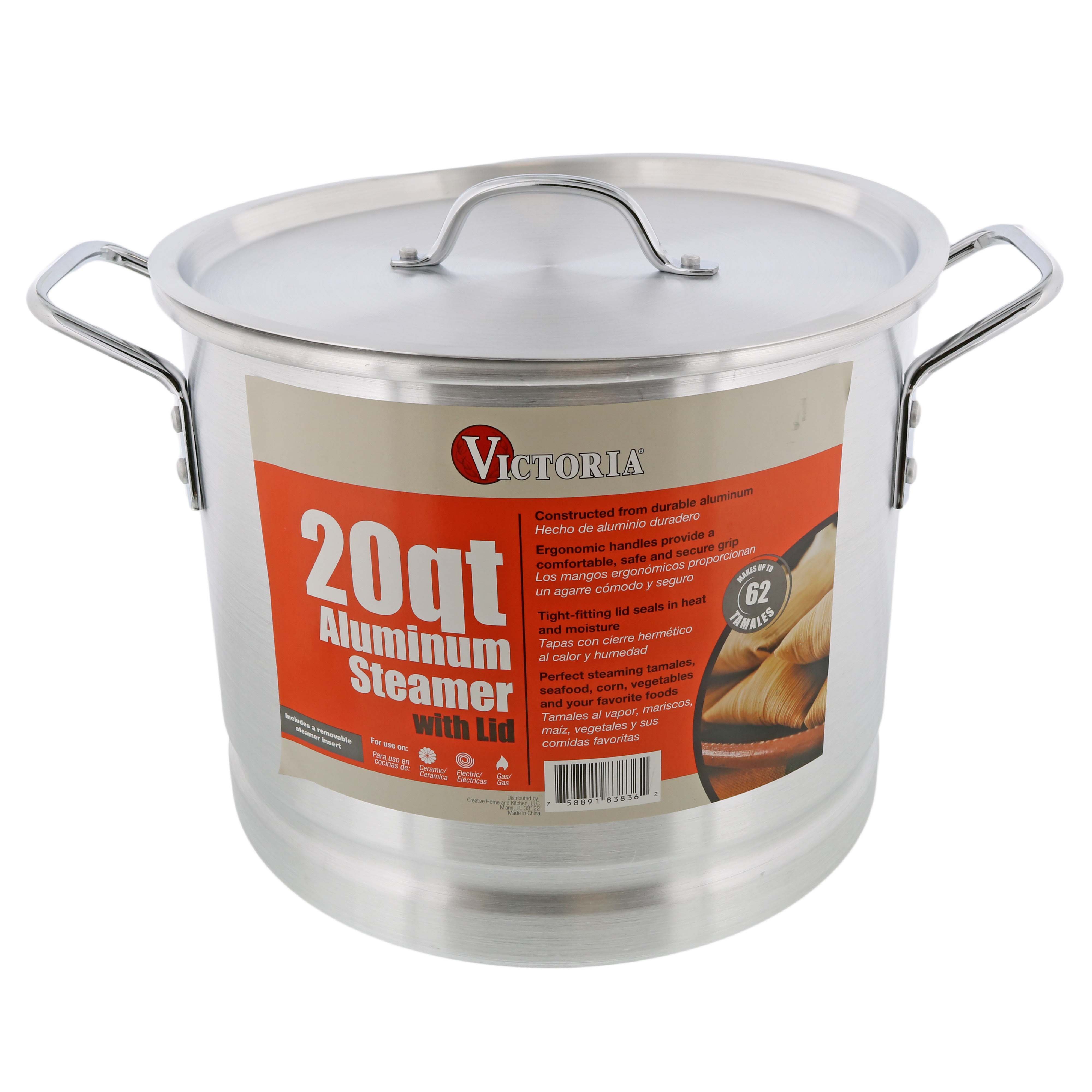 2Lサイズ TAMAYURA PORTO Victoria Aluminum Tamale Seafood Steamer with Lid, 20 qt | Joe V's