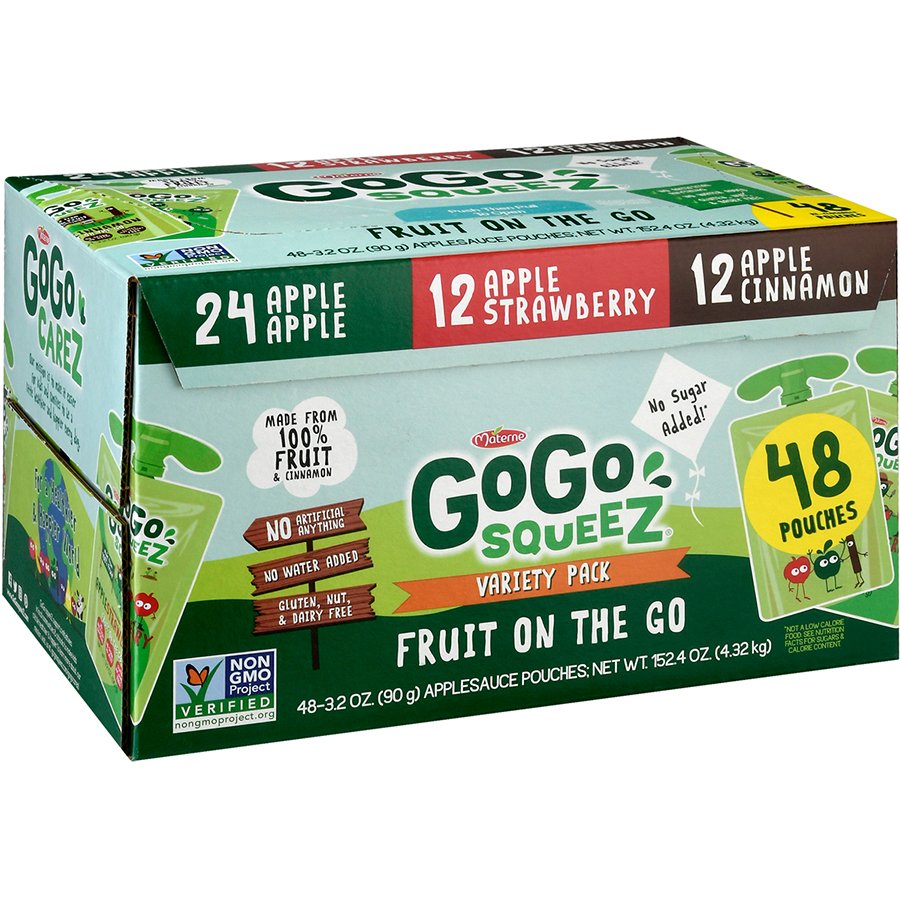 GoGo squeeZ Applesauce Pouches Variety Pack (Apple, Cinnamon