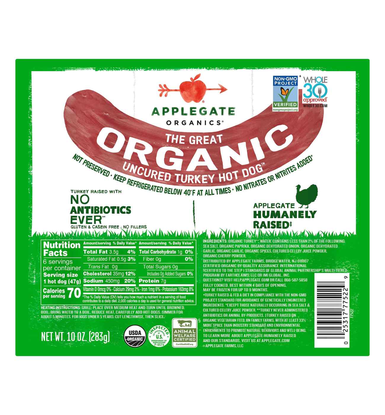 Applegate Organics Turkey Hot Dogs; image 1 of 4