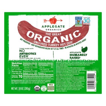 Applegate Organics Turkey Hot Dogs, 6 ct