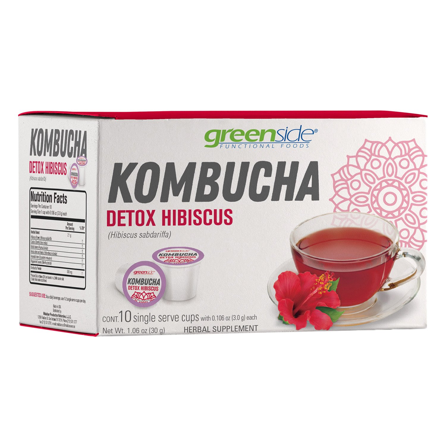 Greenside Detox Hibiscus Kombucha Single Serve Cups Shop Tea at HEB