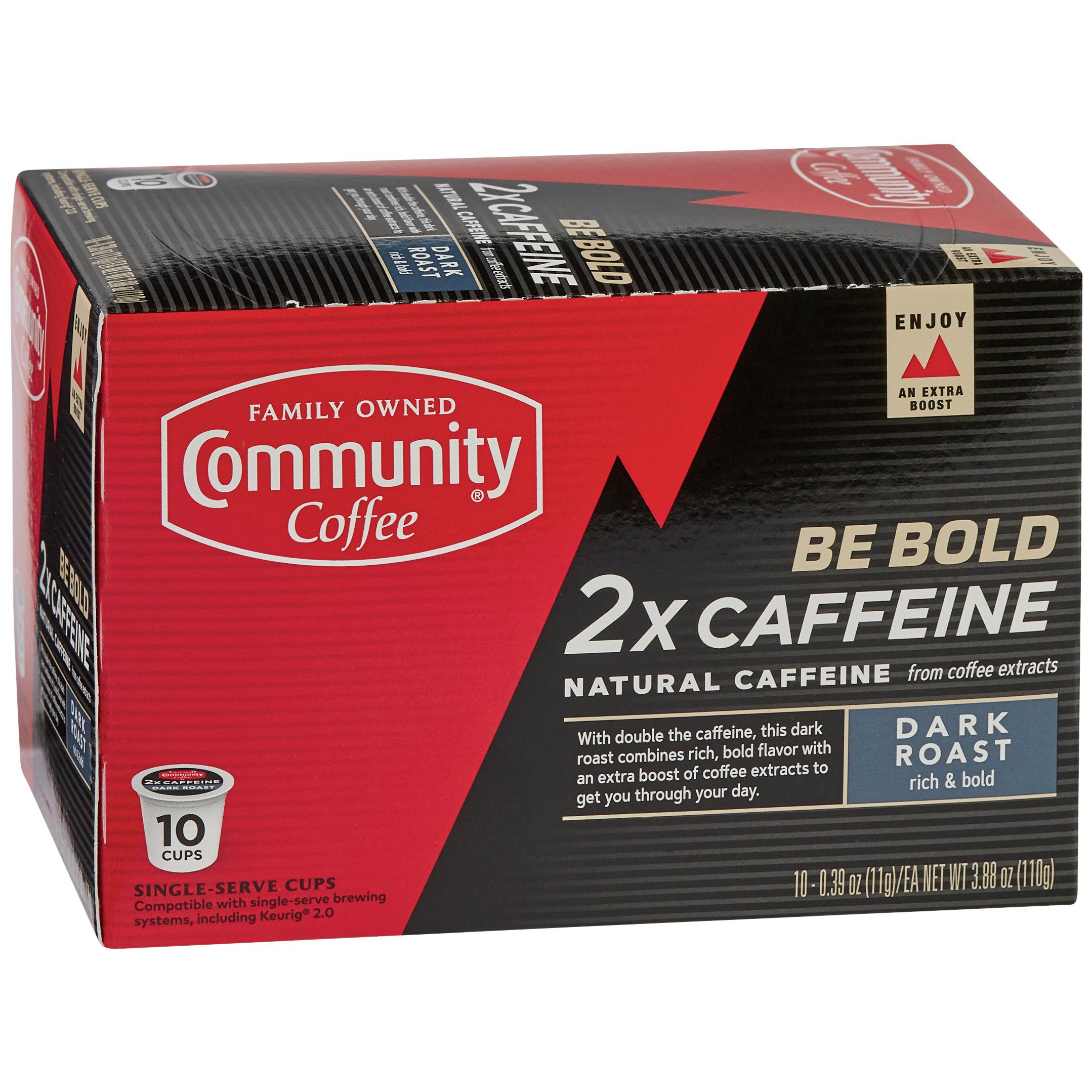 Community Coffee 2X Caffeine Dark Roast Single Serve Coffee Cups Shop