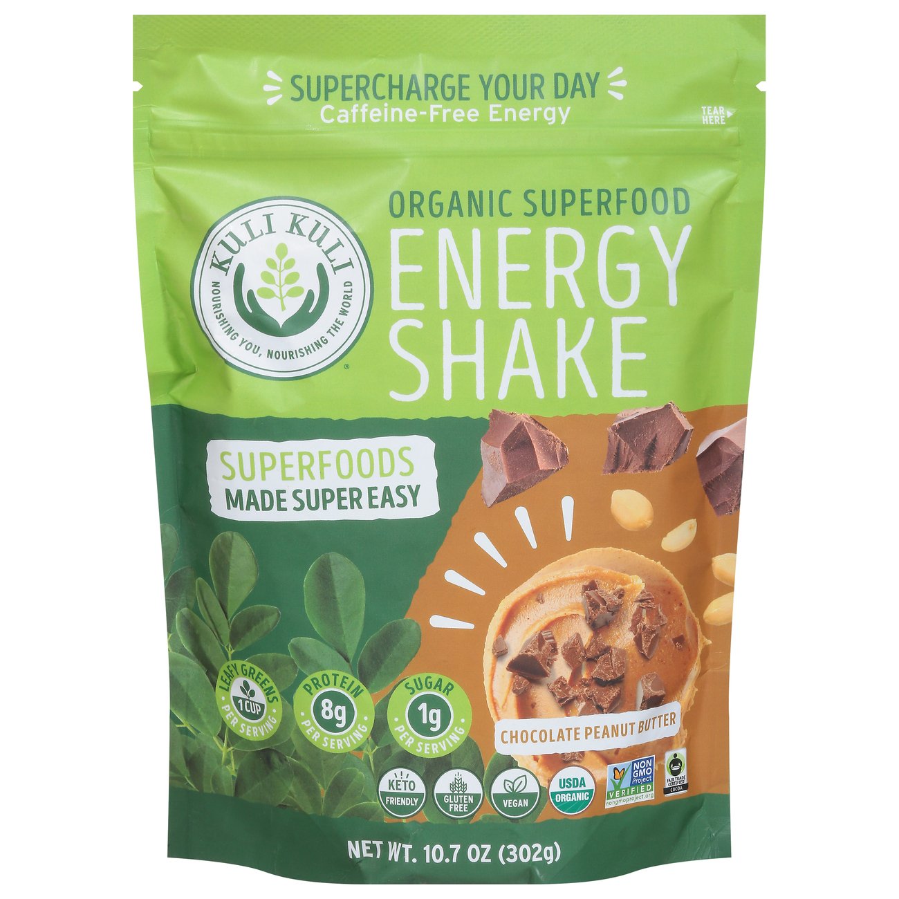 Kuli Kuli Organic Superfood Energy Shake Mix - Chocolate Peanut Butter , 10.7 oz