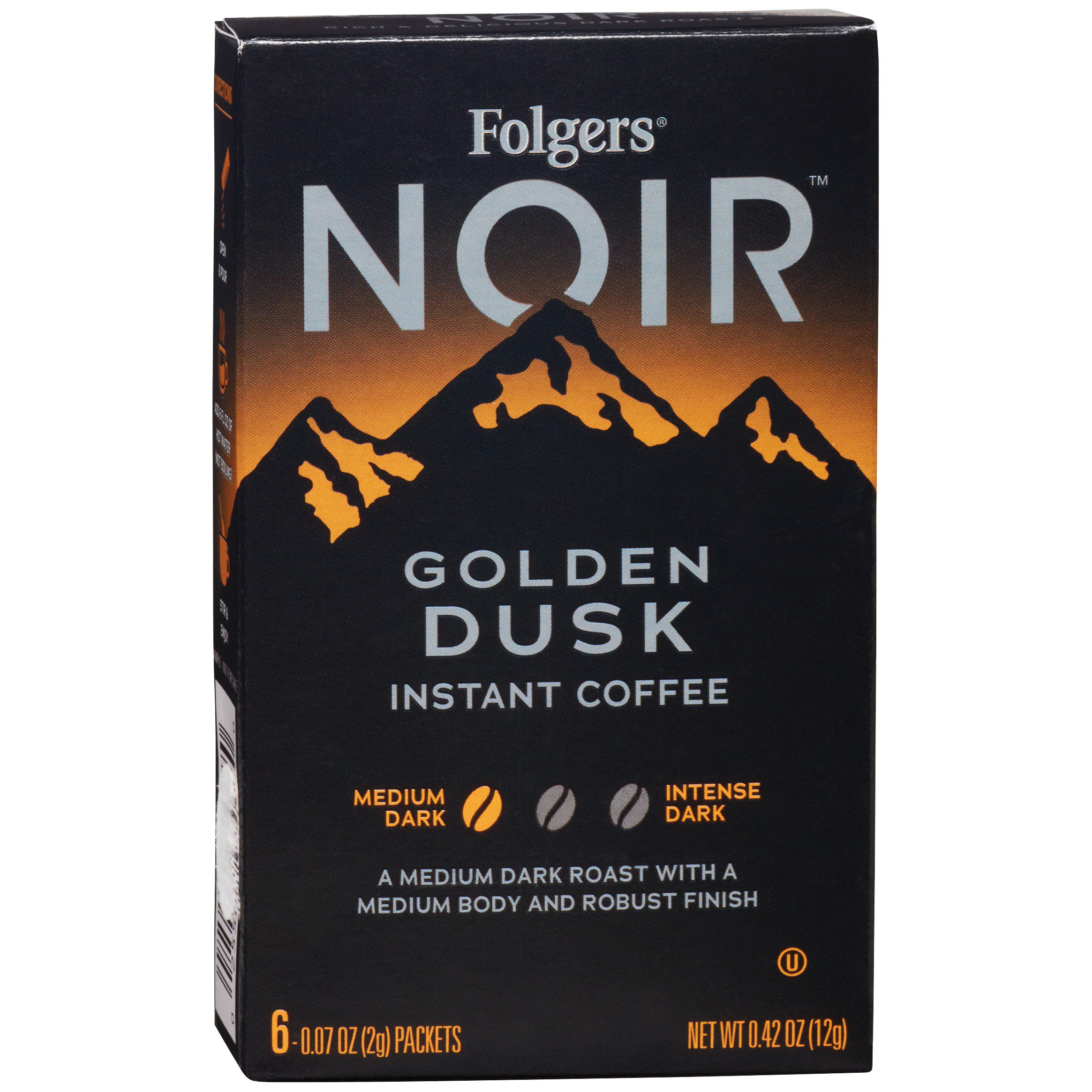 Folgers Noir Golden Dusk Medium Dark Roast Instant Coffee Packets