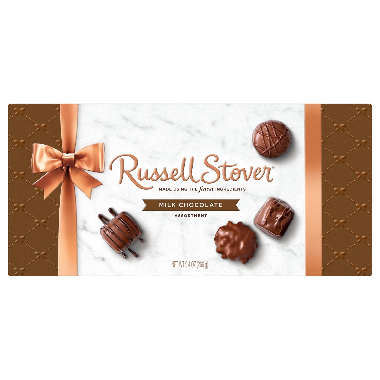 Russell Stover Milk Chocolate Assortment Copper Foil Holiday Gift Box