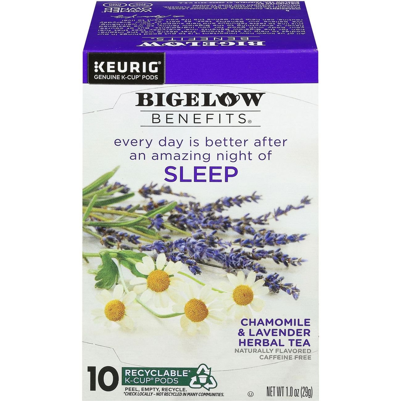 Bigelow Benefits Chamomile & Lavender Herbal Tea Single Serve K Cups ...