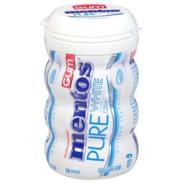 Mentos Pure White Sweet Mint Sugar Free Gum, 50 pc